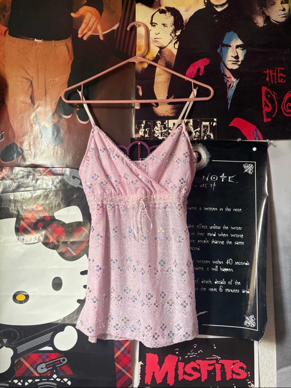 Y2K pink sequins top